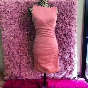 Nicole Miller Pink Cross Front Linen Sheath Dress Size 2
